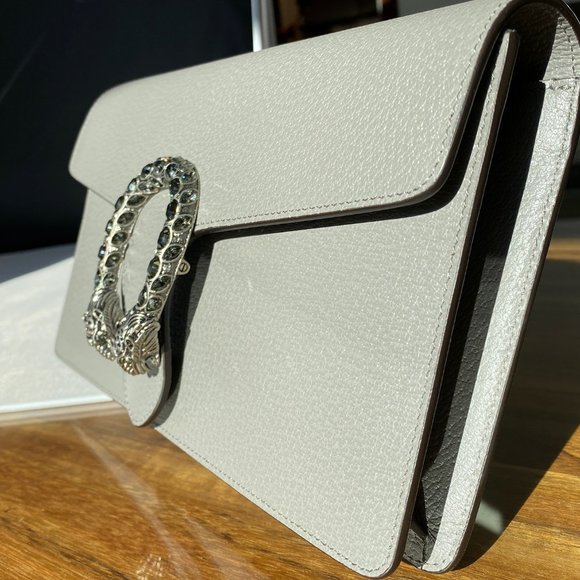 New with Dustbag Gucci Dionysus Leather Clutch in Gray - Picture 3 of 7